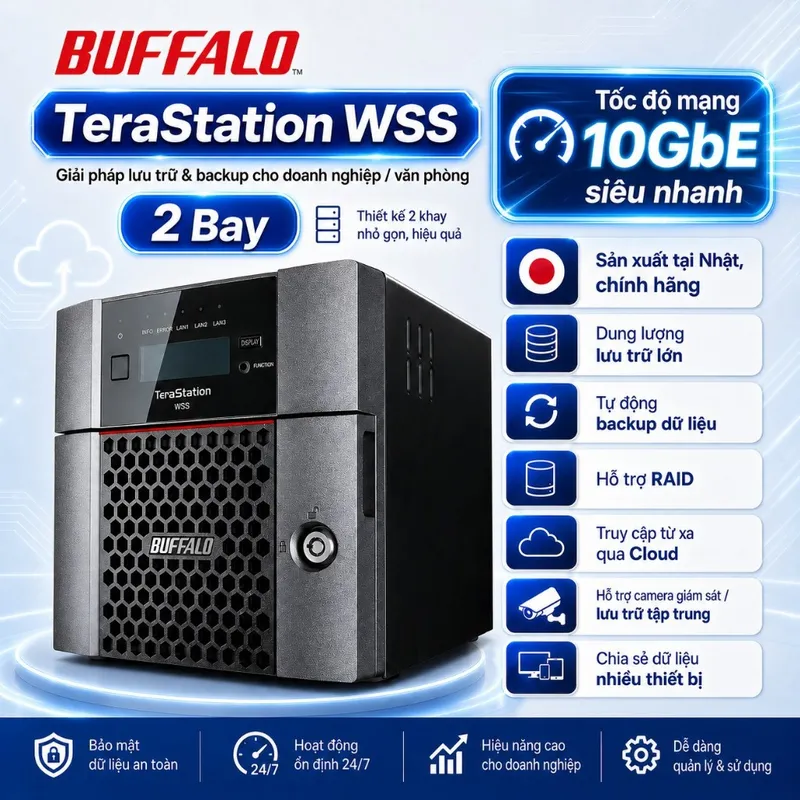 Nas Nhật Buffalo Ws5020 chính hãng tốc độ 10Gbe siêu nhanh